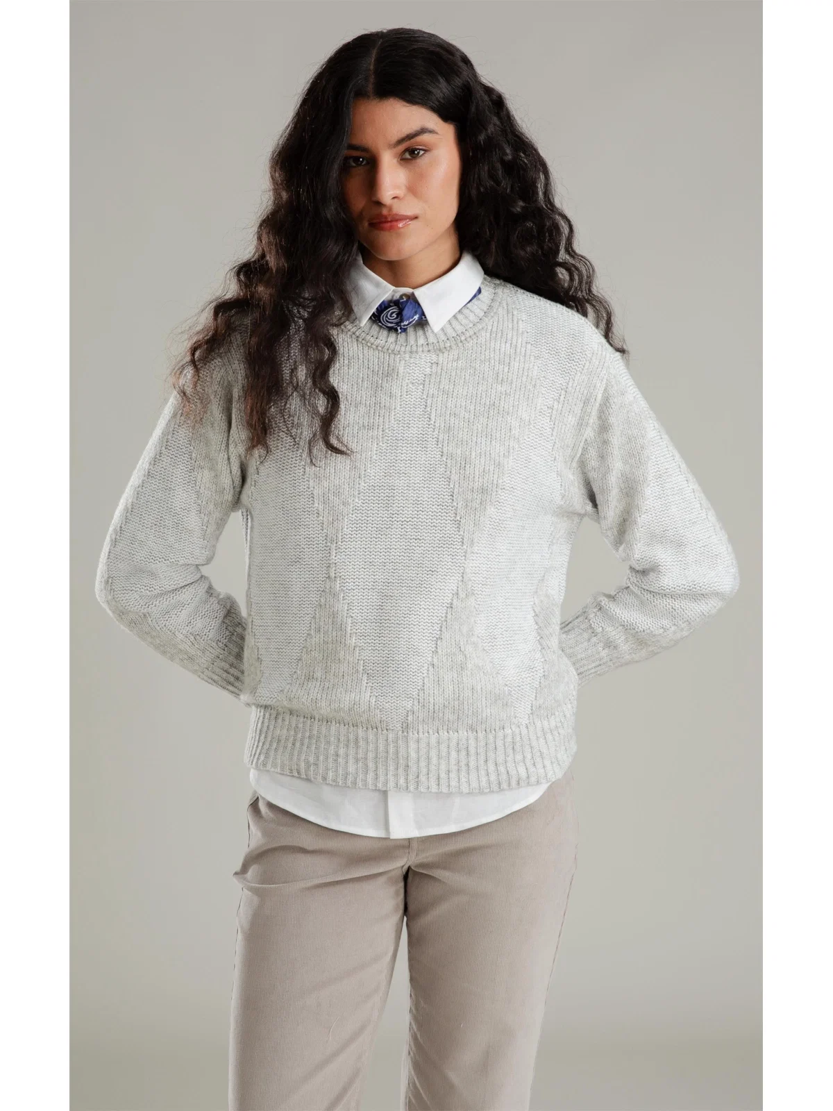 Tricot Sophie Gola Careca Ml Cinza Claro — imagem 1