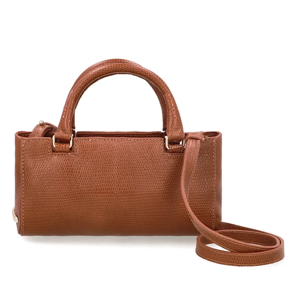 Bolsa Tote Couro Marrom Alça Removível — imagem 1