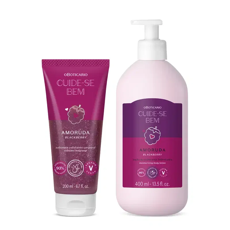 Combo Cuide-se bem Amoruda: Sabonete Esfoliante Corporal 200ml + Loção Corporal 400ml