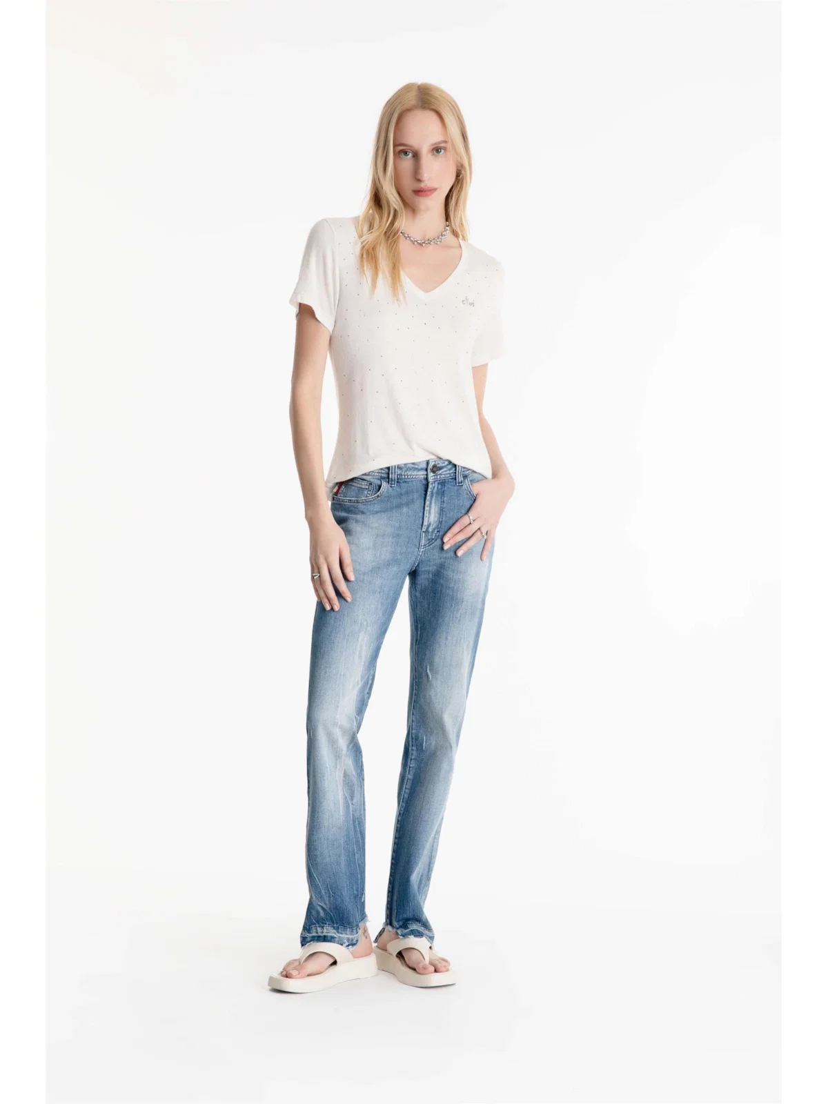 Calça Dark Sea Elastic Slim Lav.Claro C/Tie Dye+puido — imagem 1