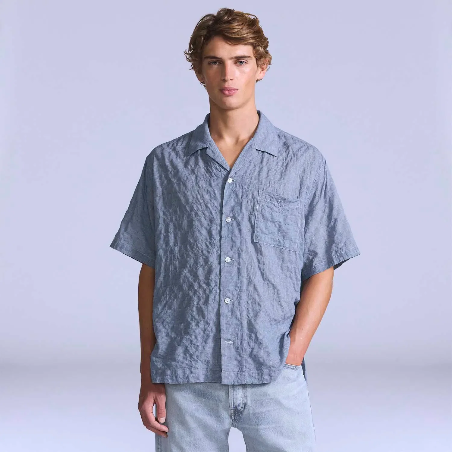 Camisa Levi's® Blue Tab Camp Shirt Azul Claro Manga Curta — imagem 1