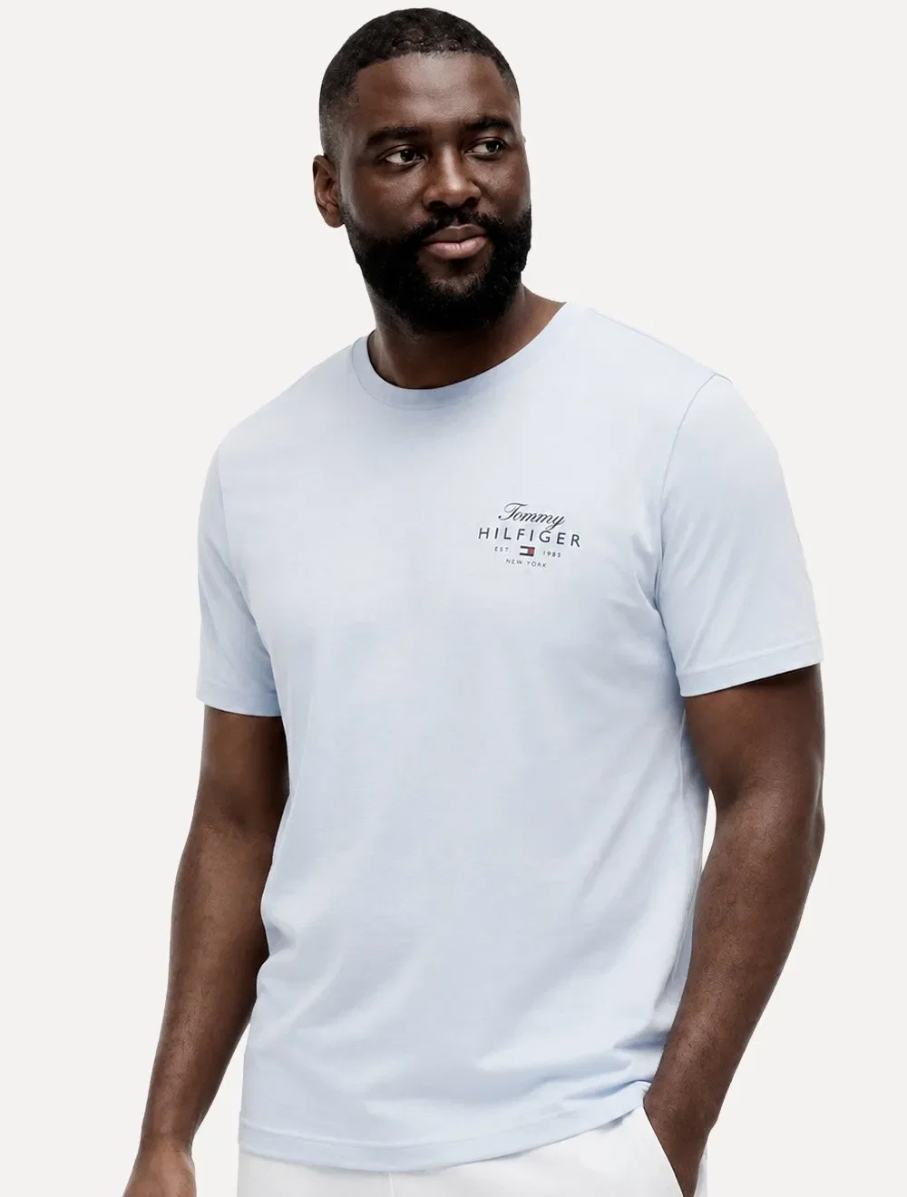 Camiseta Tommy Hilfiger Masculina Brand Love Signature Azul Claro