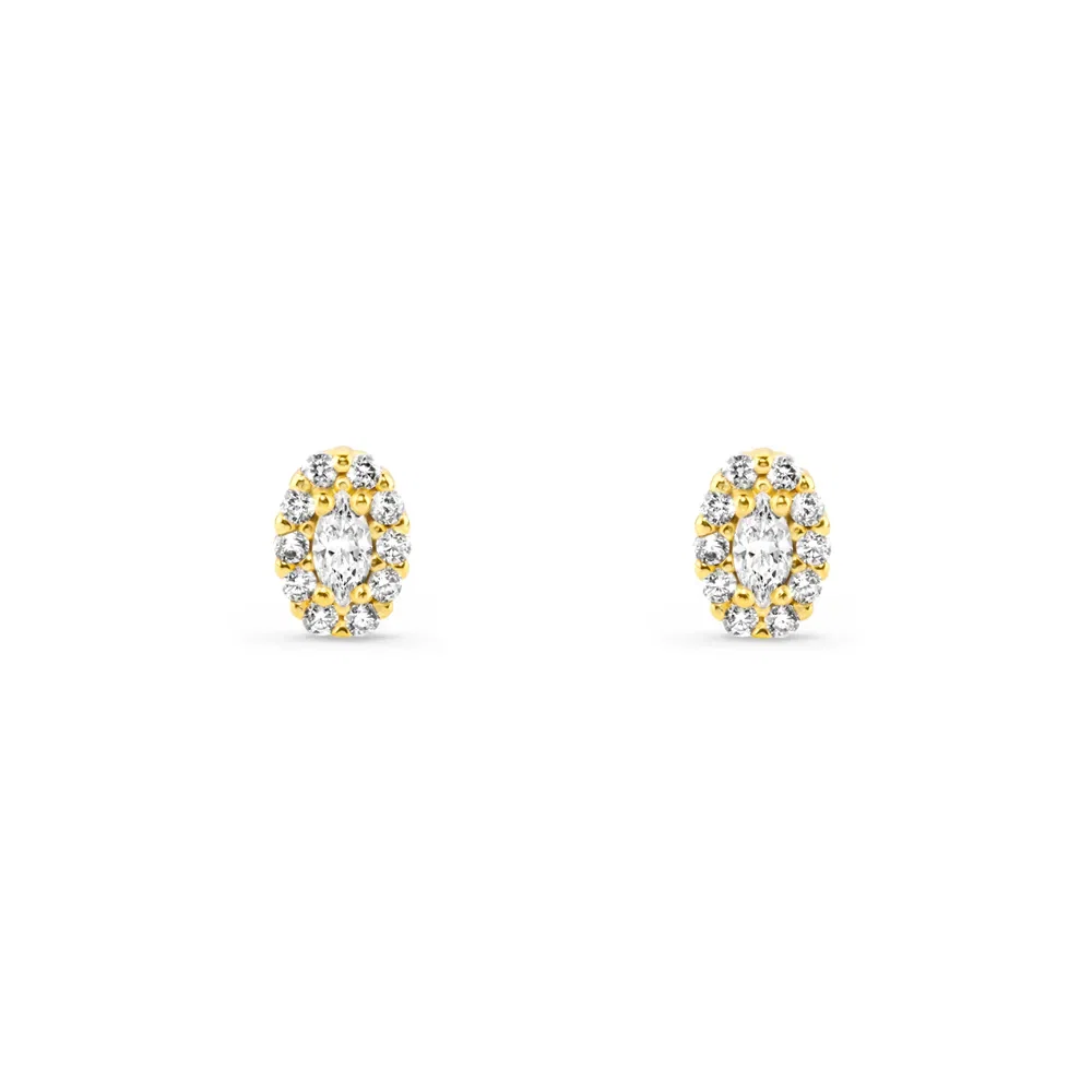Brinco Life Blend em Prata 925 com Banho de Ouro Amarelo 18k e Pedras Incolores