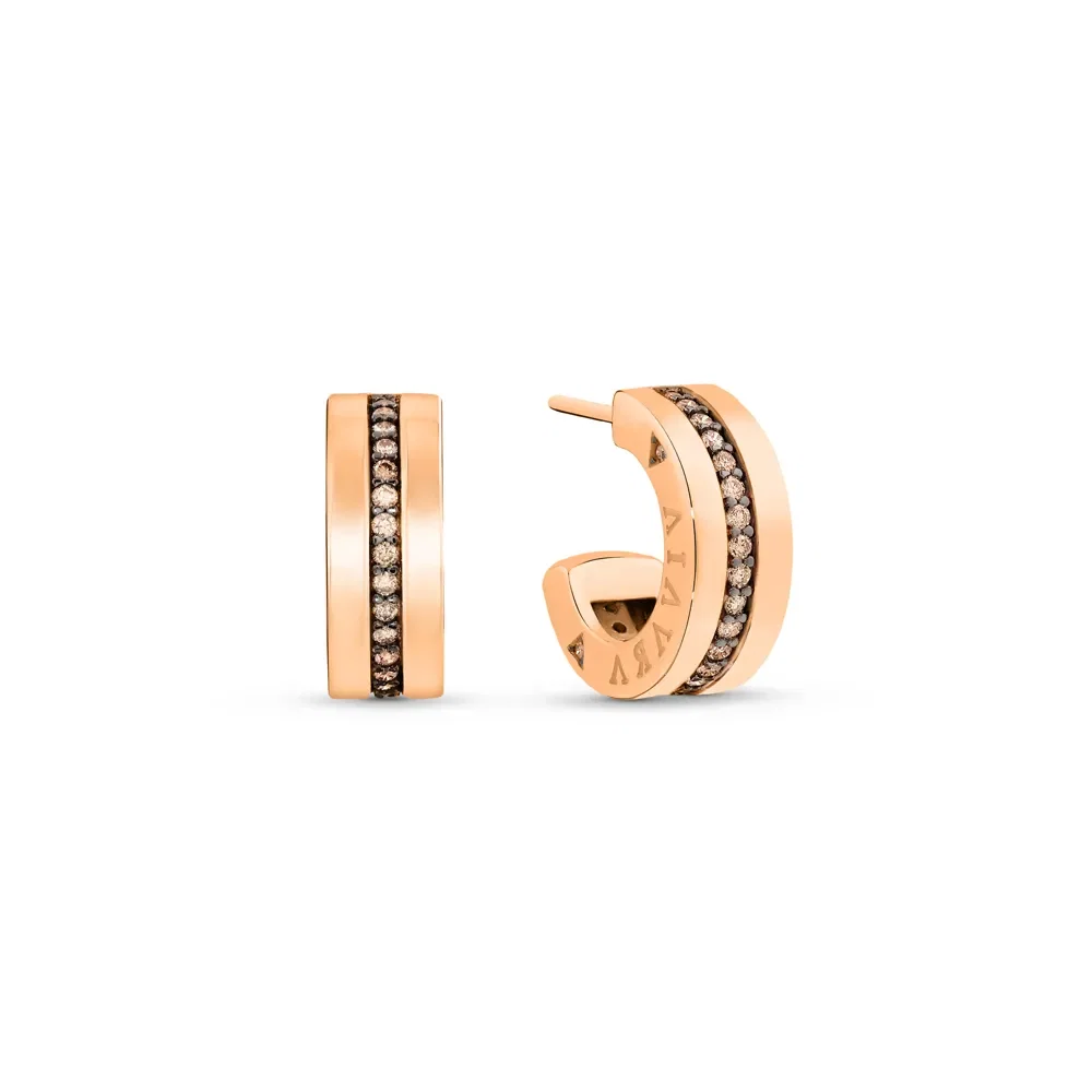 Argola V Love em Ouro Rosé 18k com Diamantes Brown 0,34ct, 15 mm — imagem 1