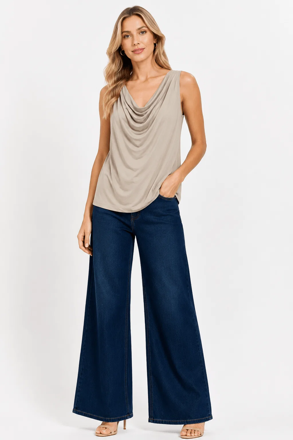 Blusa Sem Manga Gola Degagê - Caqui