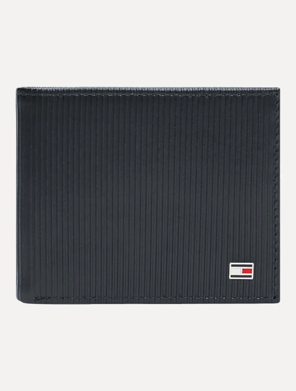Carteira Tommy Hilfiger Masculina Couro Mini Flag Textura Vertical Azul Marinho