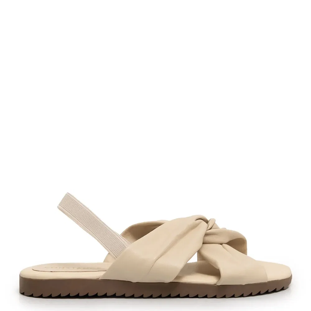 Rasteira Off White Comfort Couro Nó — imagem 1