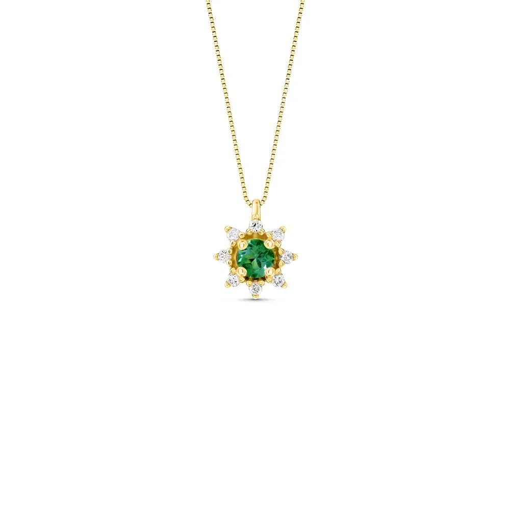 Pingente Classic Cores em Ouro Amarelo 18k com Turmalina Verde e Diamantes, 8mm — imagem 1