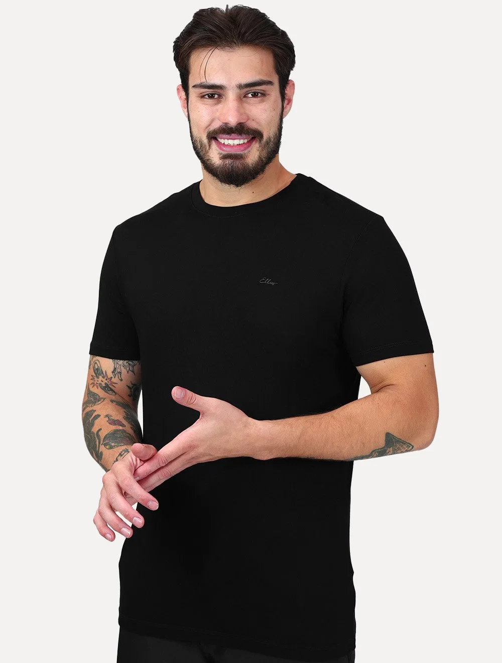 Camiseta Ellus Masculina Viscose Classic Signature Preta