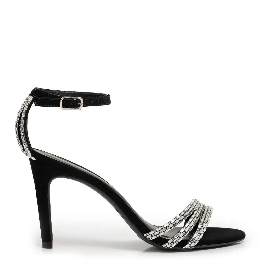 Sandália Preta Nobuck Strass — imagem 1
