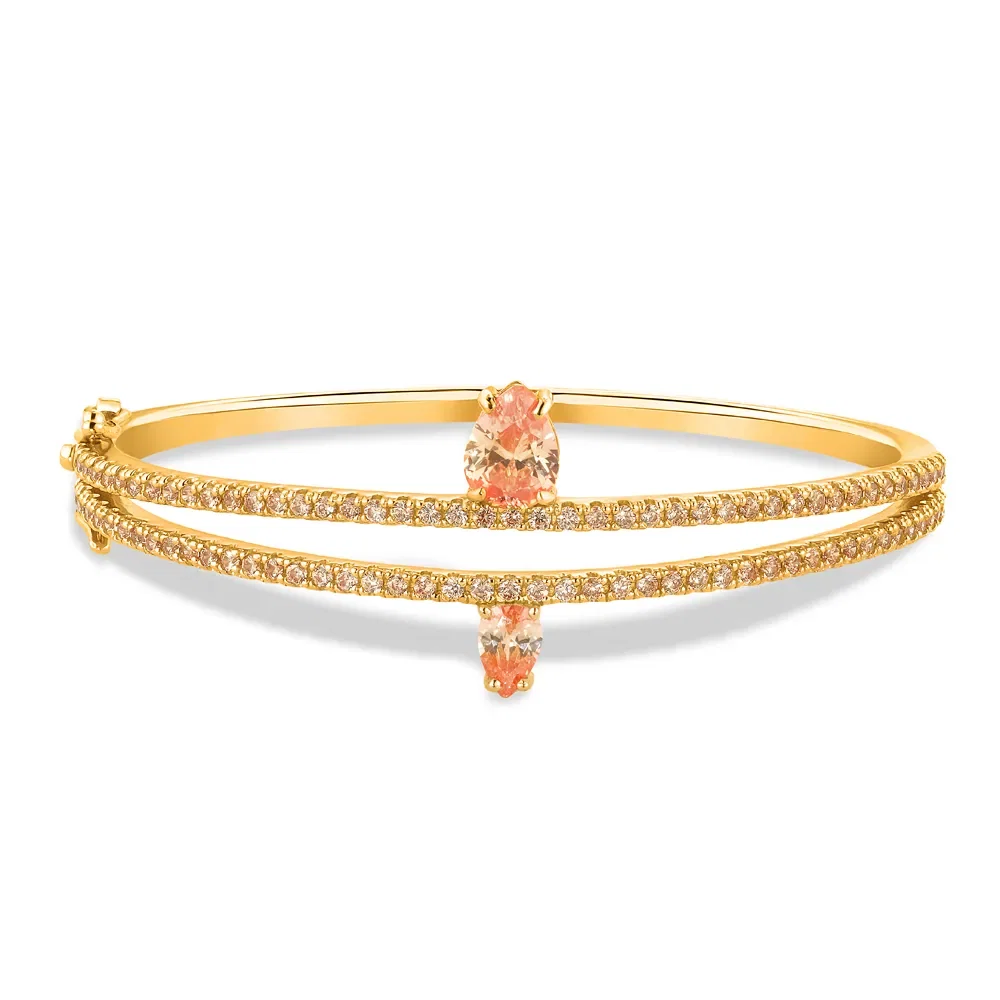 Pulseira Life Sun em Prata 925 com Banho de Ouro Amarelo 18k e Pedras Champanhe — imagem 1