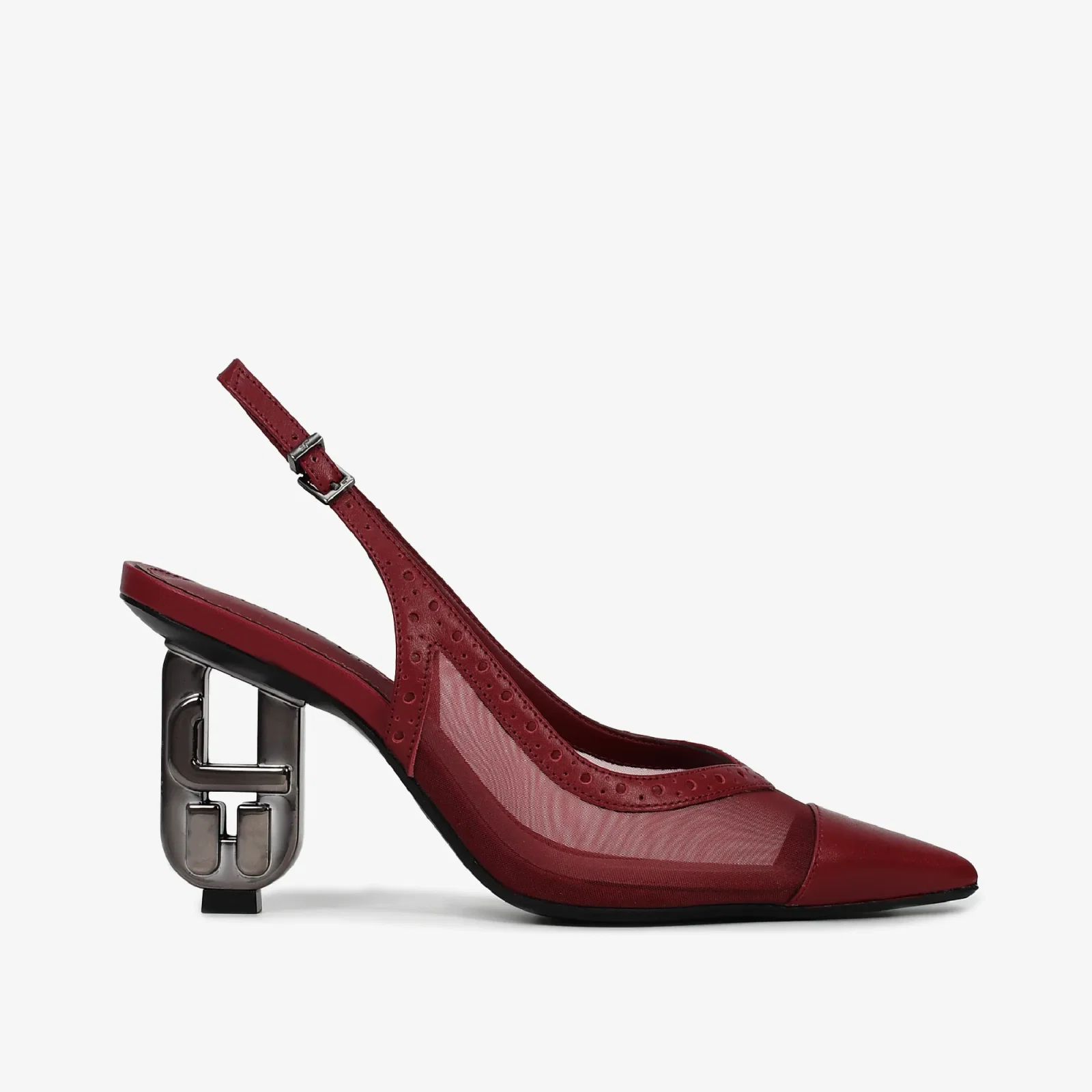 Slingback Vinho Cabernet Tela Salto Exclusivo JB Heel — imagem 1