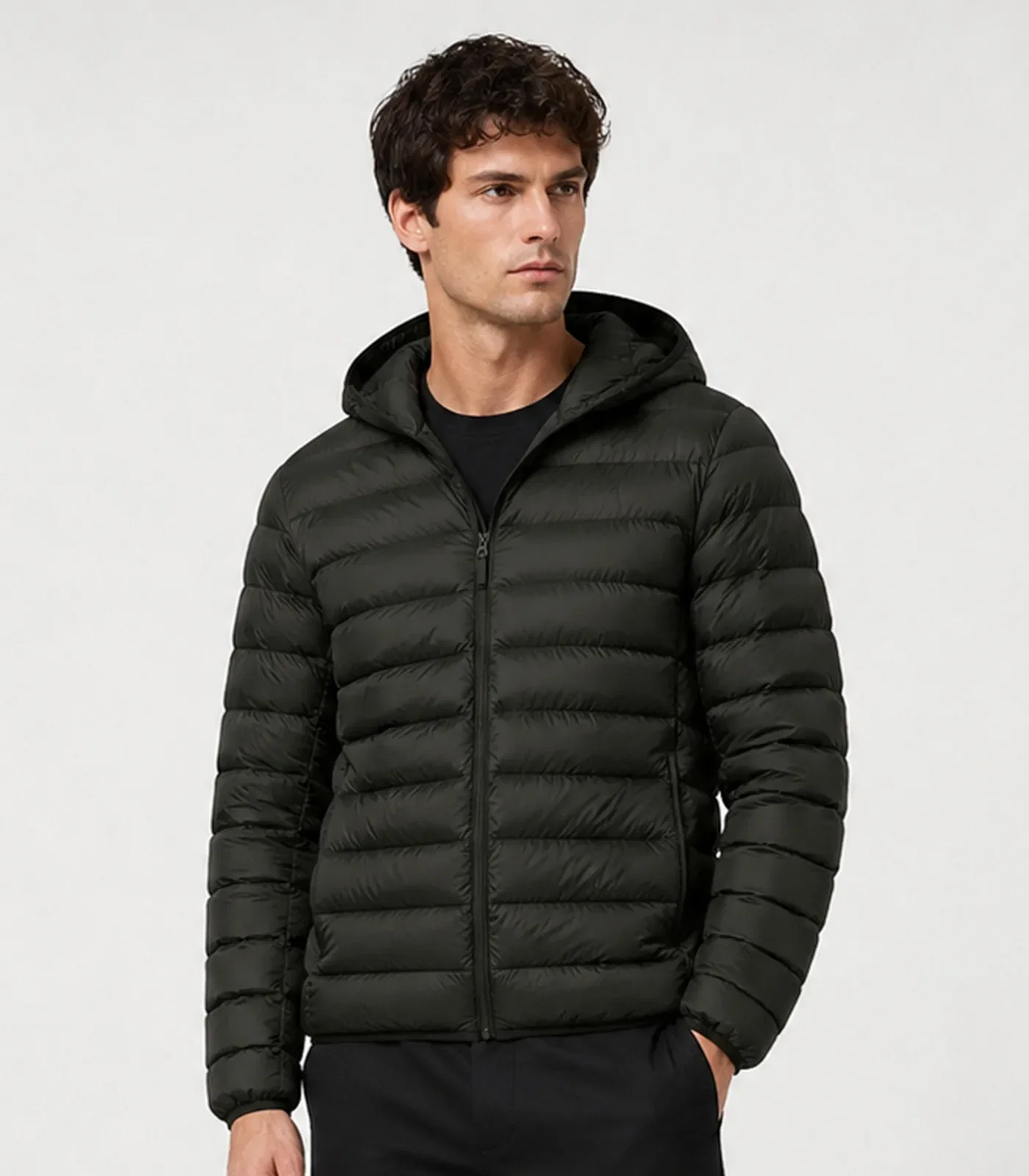 Jaqueta Masculina Puffer Com Capuz All Free Verde — imagem 1