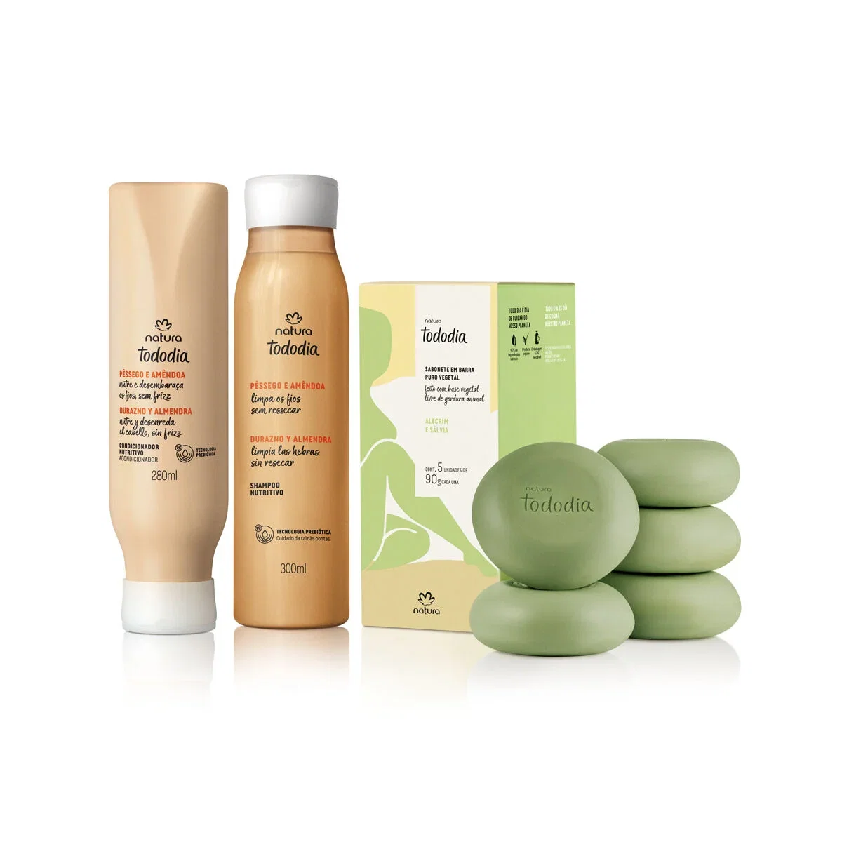 Kit Nutritivo Tododia Pêssego e Amêndoa e Sabonete Alecrim e Sálvia (3 produtos)