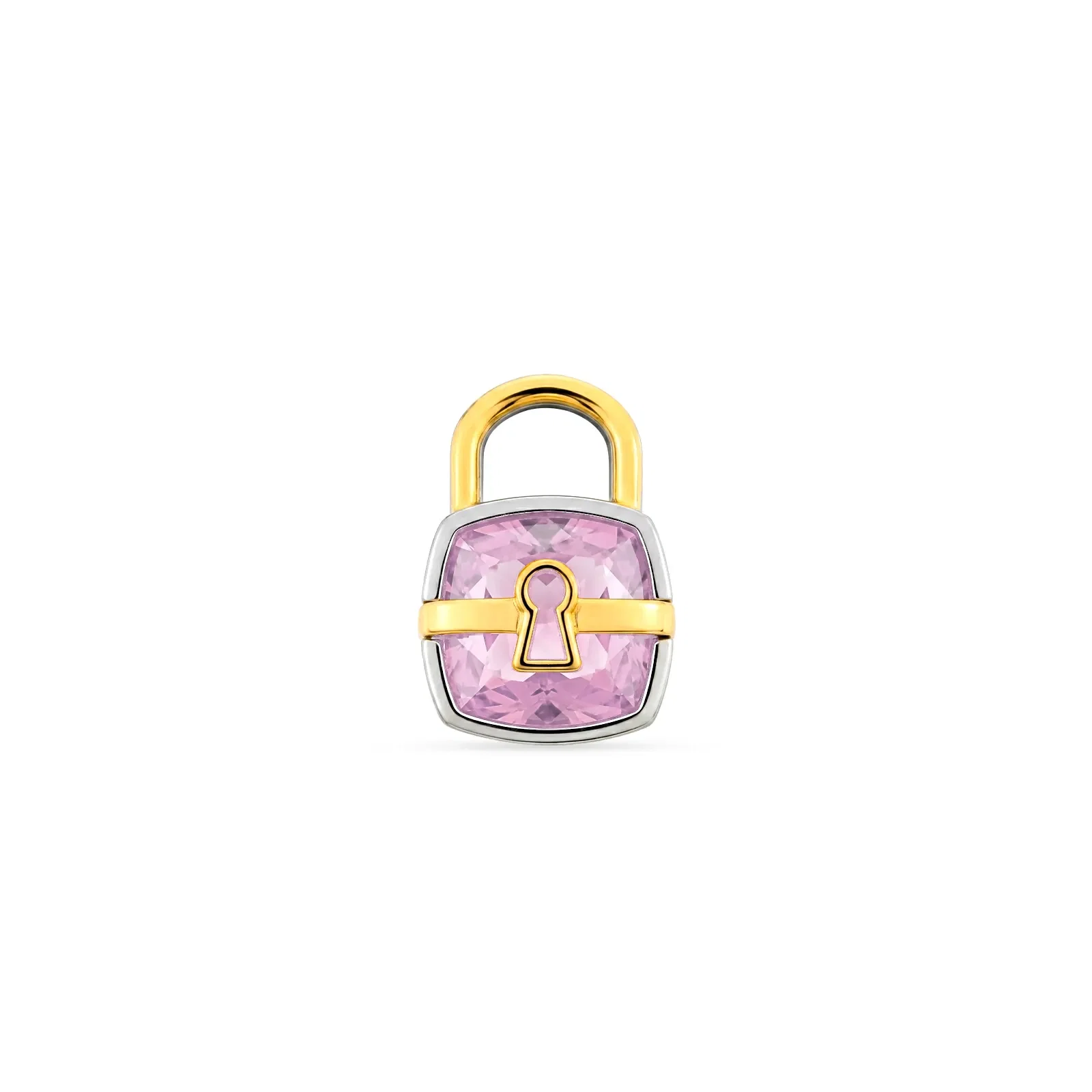 Pingente Cadeados em Prata 925 e Ouro Amarelo 18K com Quartzo Rosa — imagem 1