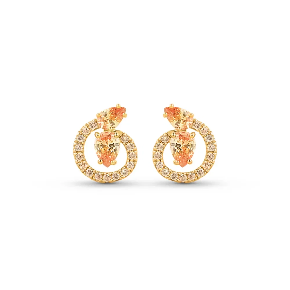 Brinco Life Sun I Prata Banho Ouro Amarelo Cravejado — imagem 1