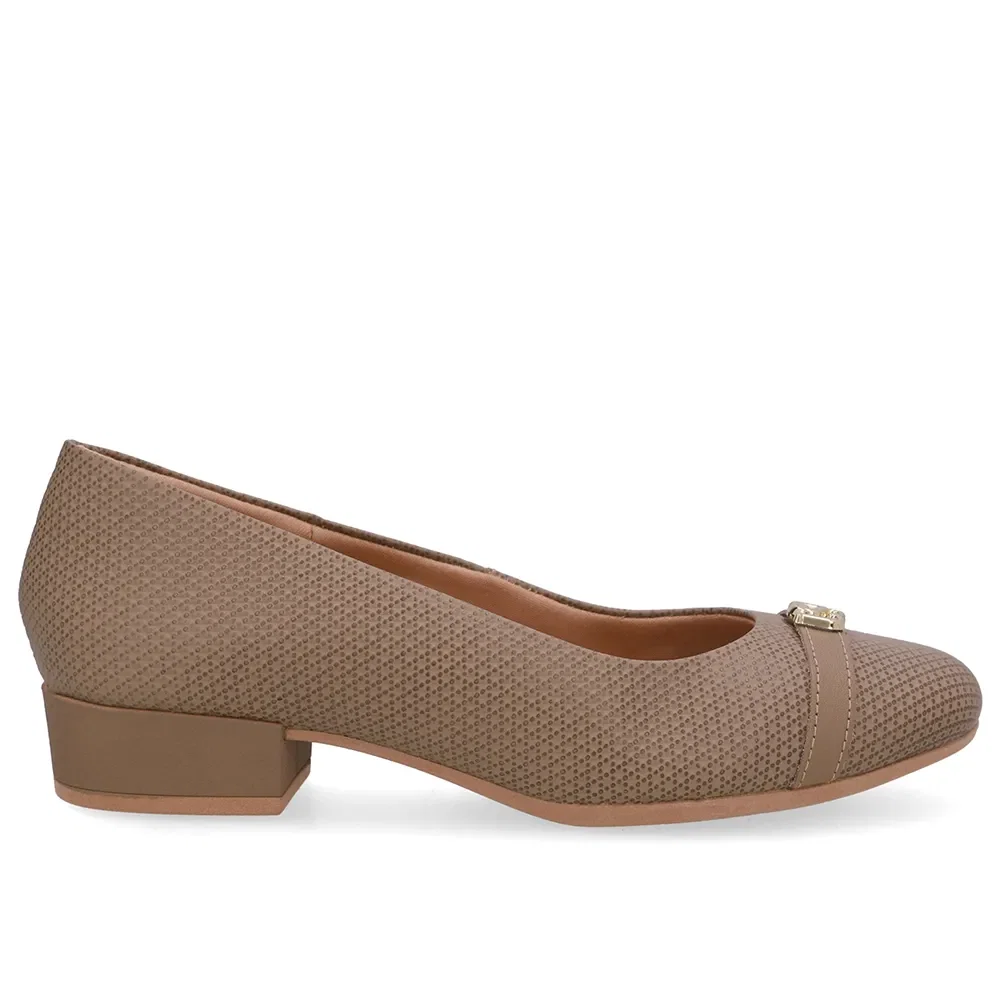 Scarpin Marrom Salto Bloco Couro Monograma — imagem 1