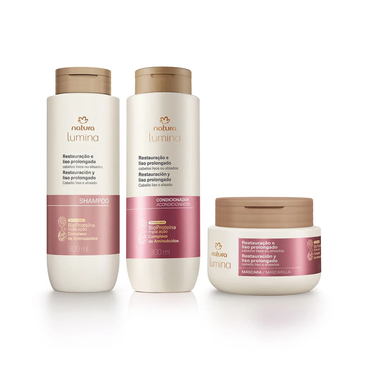 Kit Shampoo, Condicionador e Máscara Lumina para Restauração e Liso Prolongado (3 produtos)