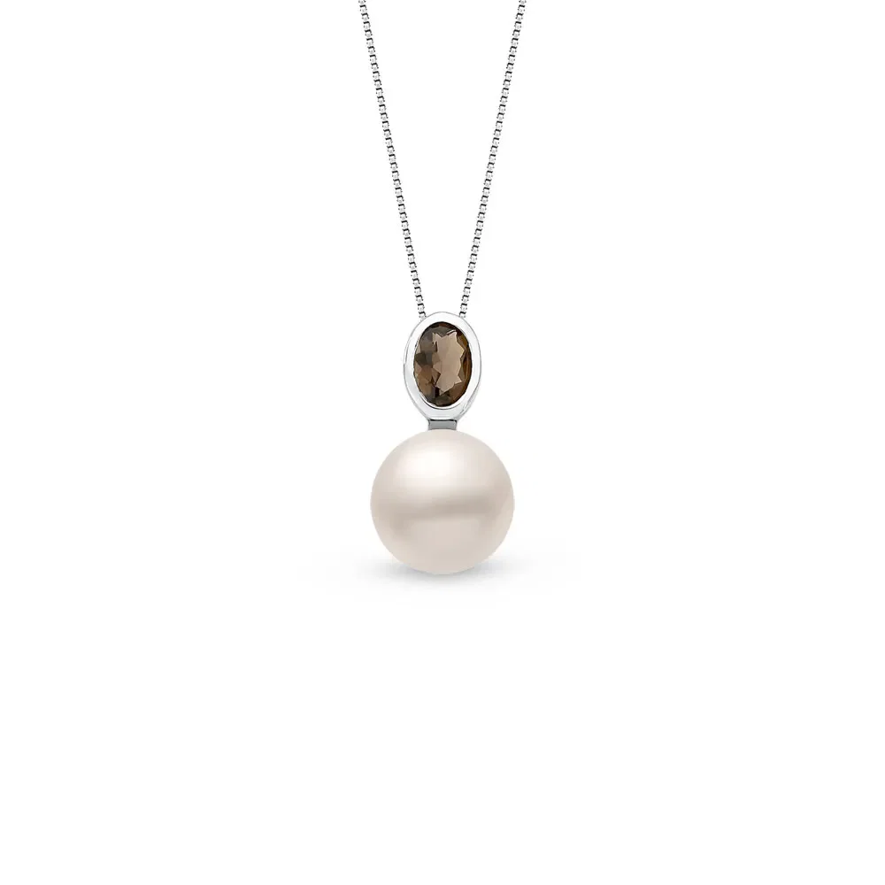 Pingente em Prata 925 com Pérola e Quartzo Fumê, 16.8mm — imagem 1