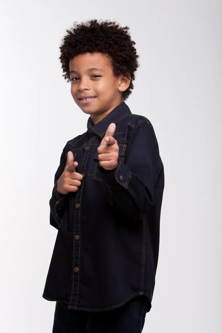 Camisa Mini Western Jeans Dark Ml