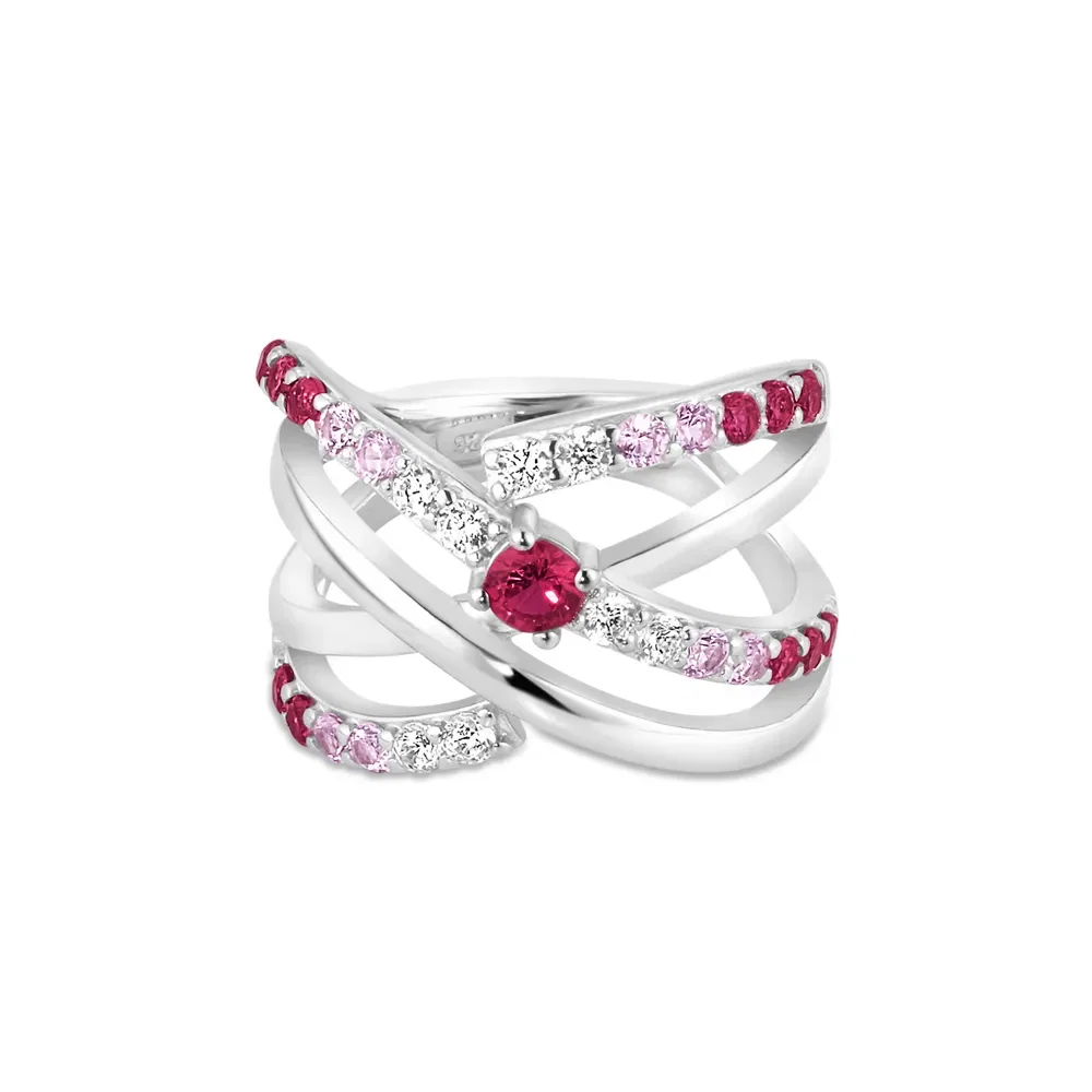 Anel Life Venus em Prata 925 com Pedras Rosas e Incolores — imagem 1