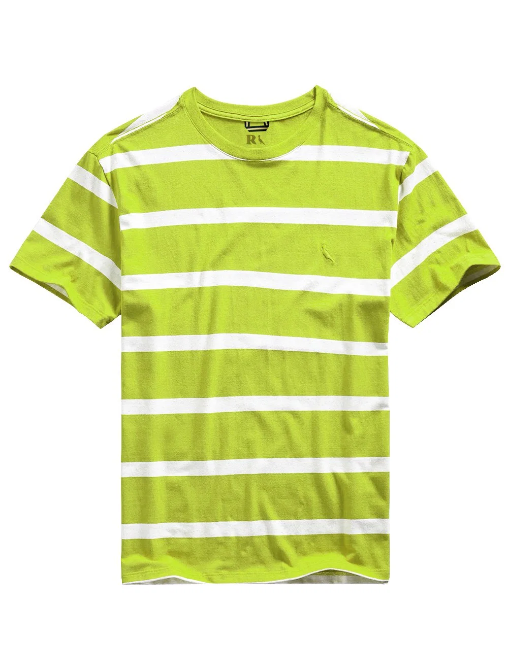 Camiseta Reserva Masculina Linho Joa Off-White Listras Verde Limão