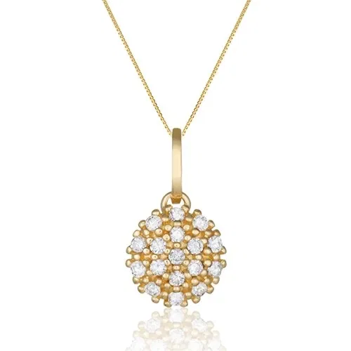 Pingente Pavê em Ouro Amarelo 18k com Diamantes, 13.5mm