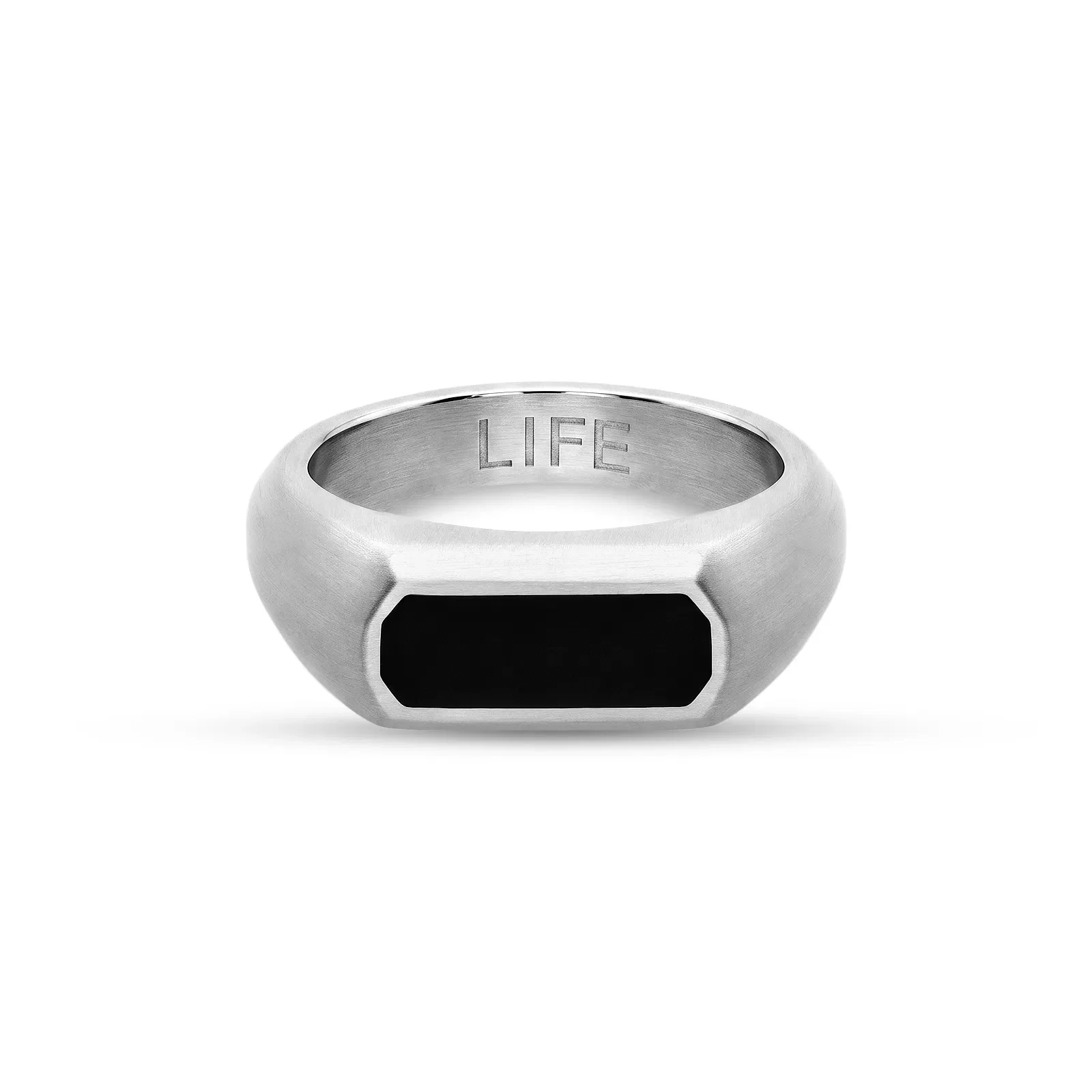 Anel Life Signet Masculino em Aço Escovado — imagem 1