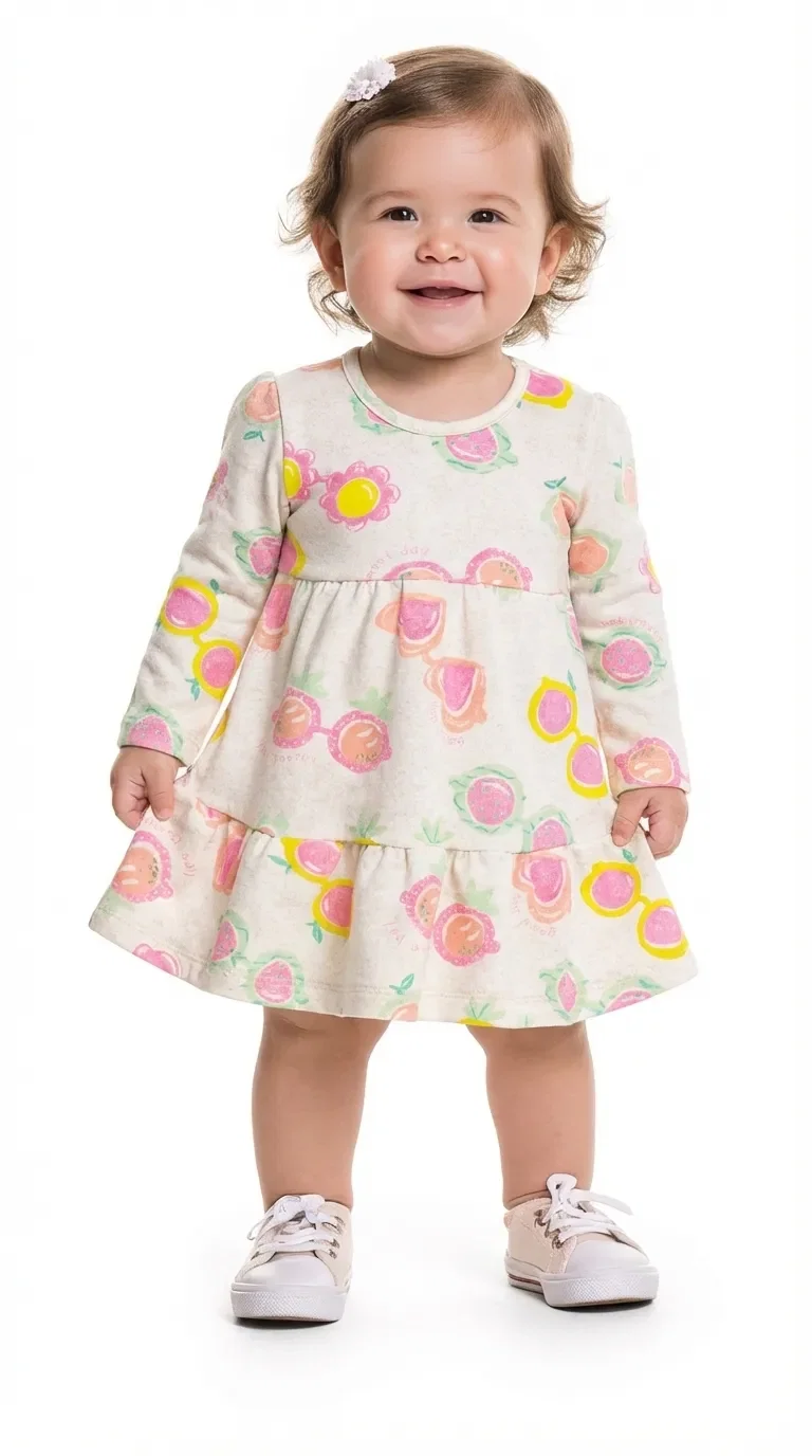 Vestido óculos em molecotton linho