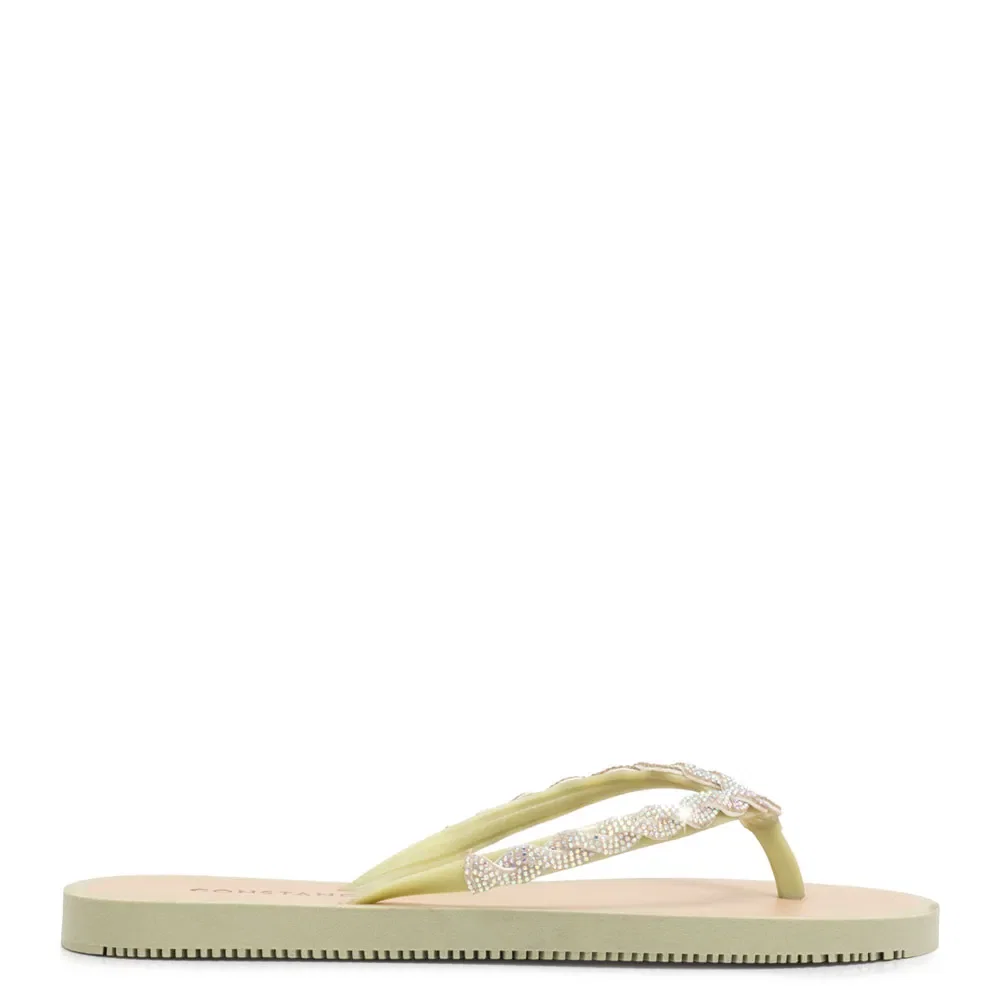 Chinelo Verde Strass Entrelaçado