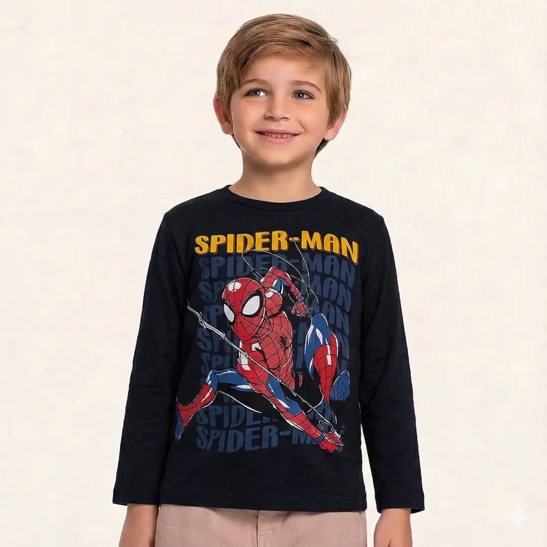Camiseta manga longa em meia malha Spider-man