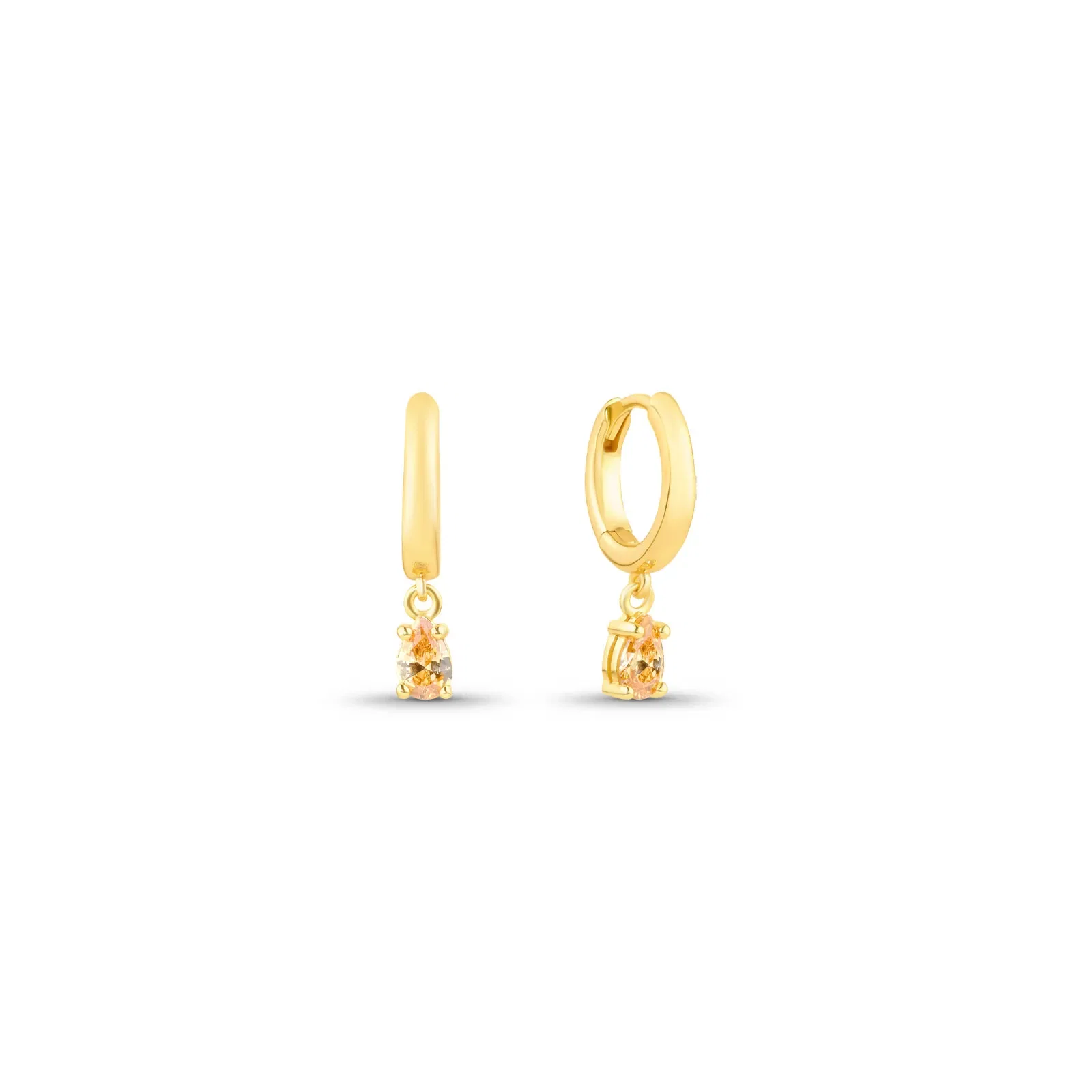 Argola Life Auba em Prata 925 com Banho de Ouro Amarelo 18k e Pedras Champanhe, 20,4mm — imagem 1