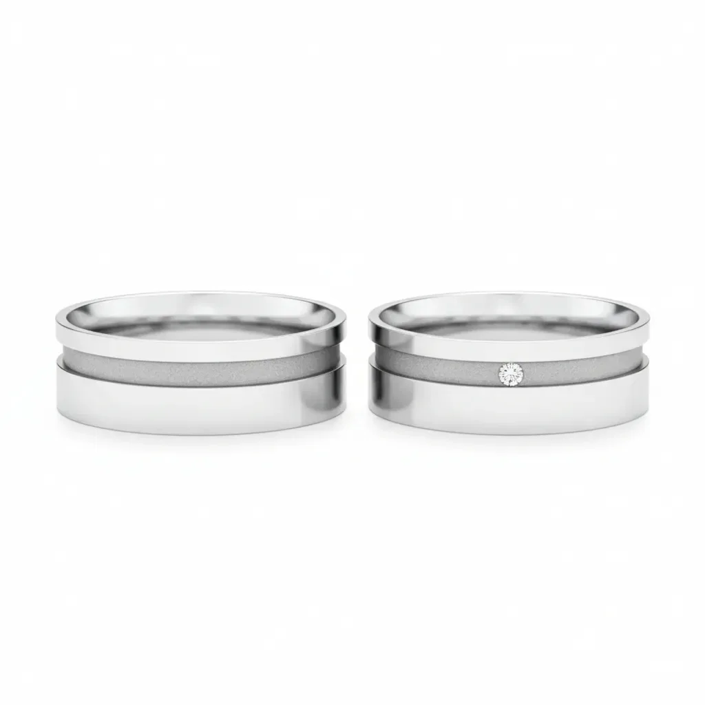 Conjunto Alianças Valentines Ouro Branco 18k, 6mm