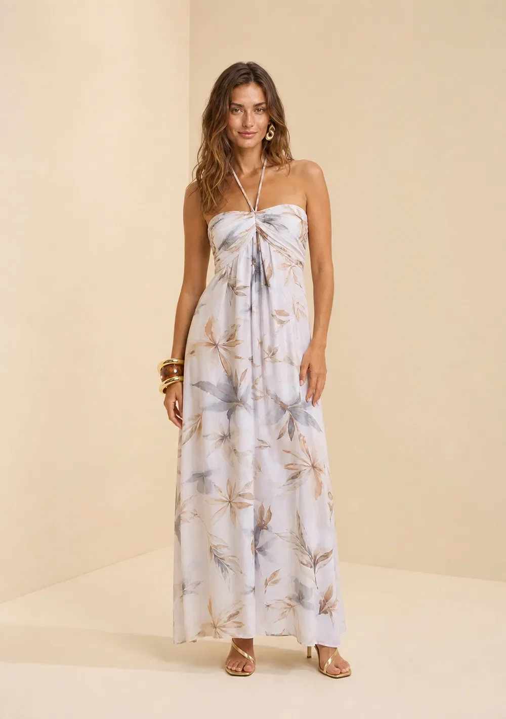 Vestido Longo Flora Azul
