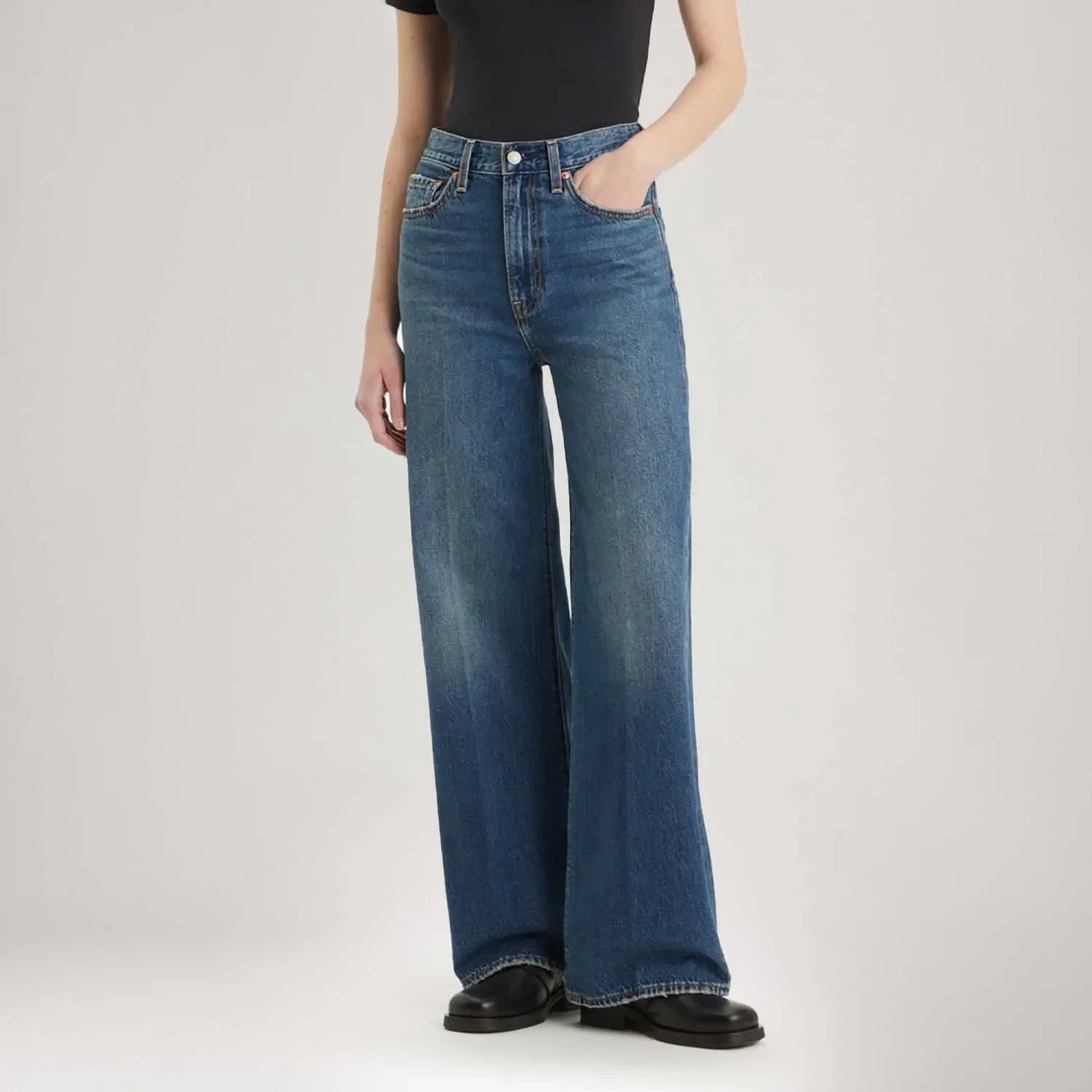Calça Jeans Levi's® Ribcage Wide Leg Lavagem Escura — imagem 1