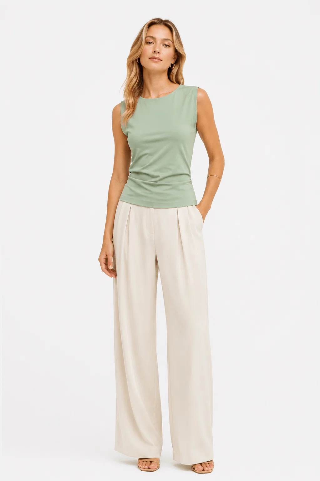 Blusa Sem Manga Decote Canoa - Verde — imagem 1