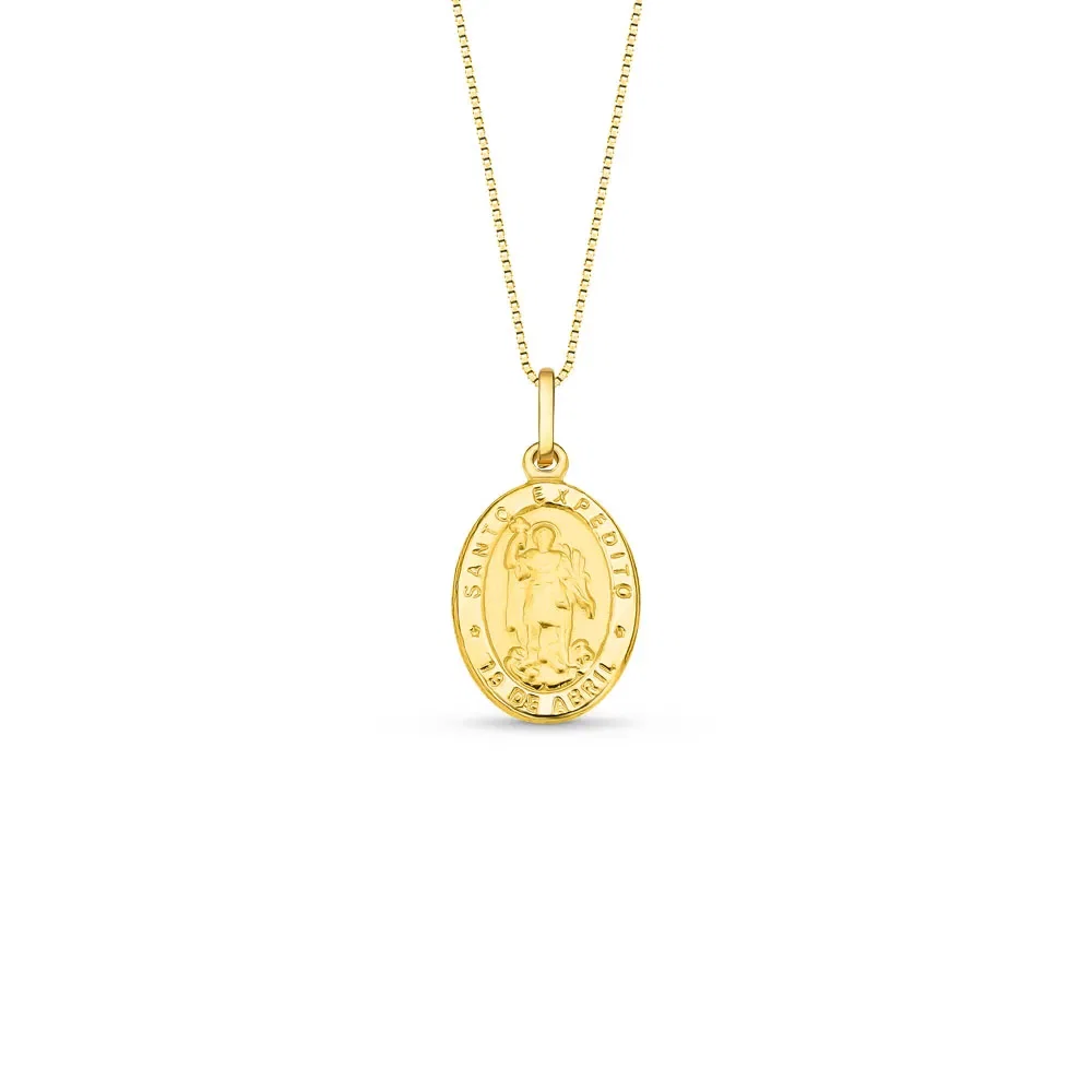 Pingente Medalha Santo Expedito em Ouro Amarelo 18k, 19mm