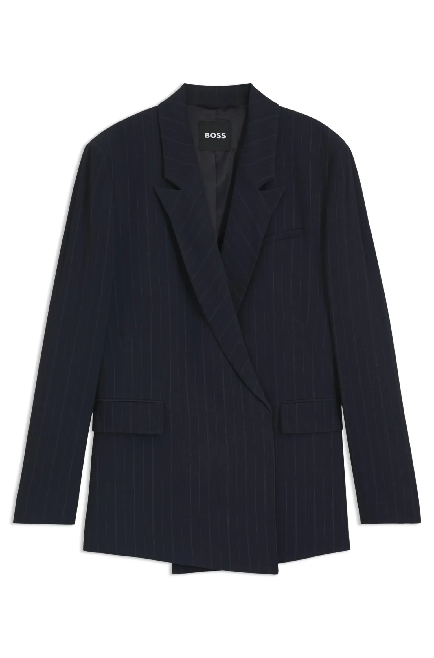Blazer De Ajuste Descontraído Com Fecho Oculto E Riscas