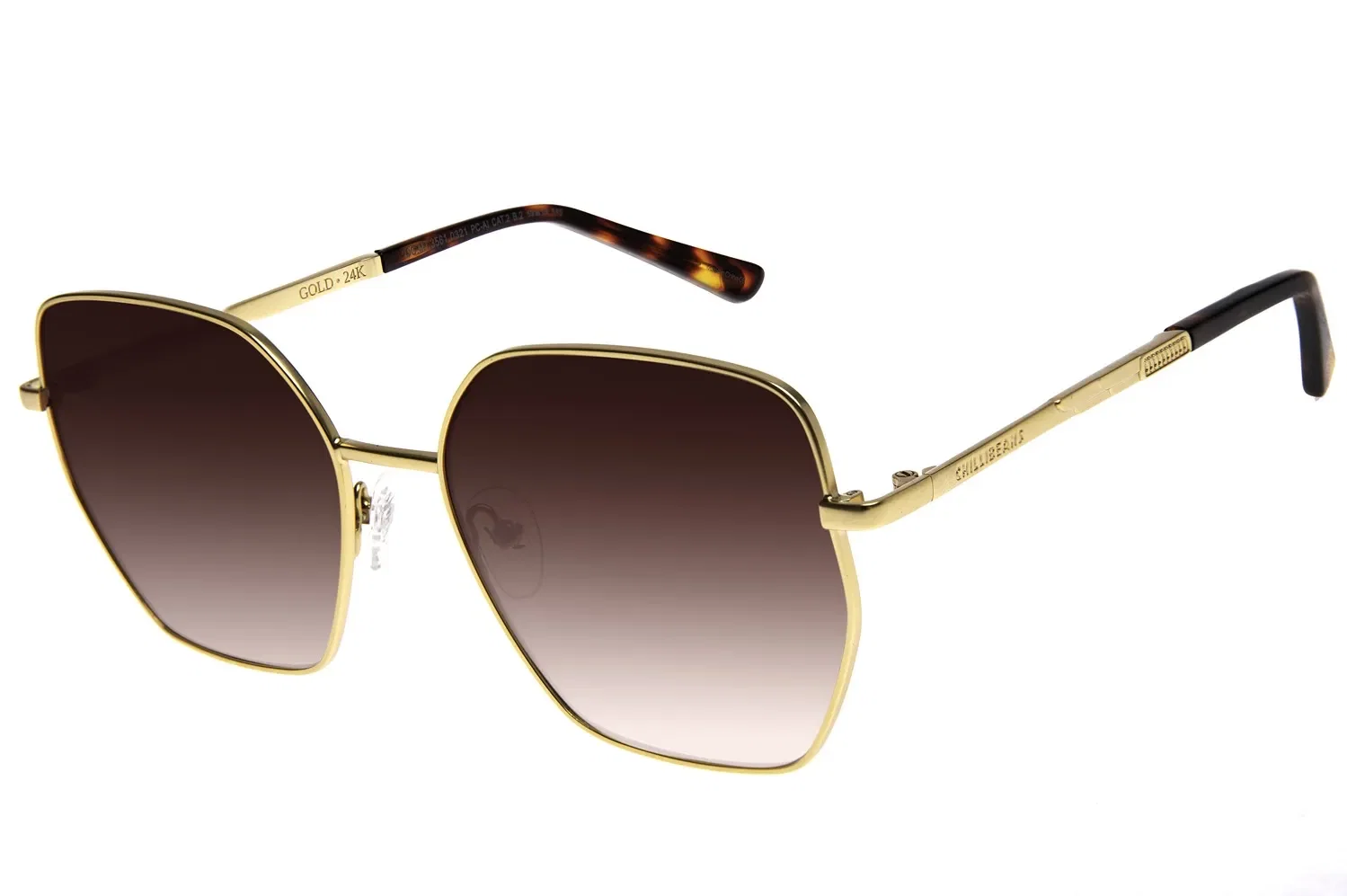 Óculos de Sol Feminino Gold Borboleta Quadrado Dourado — imagem 1