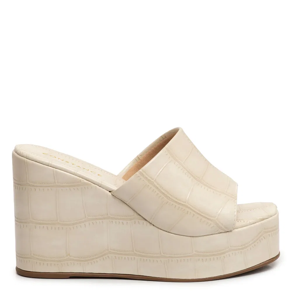 Tamanco Anabela Off White Textura