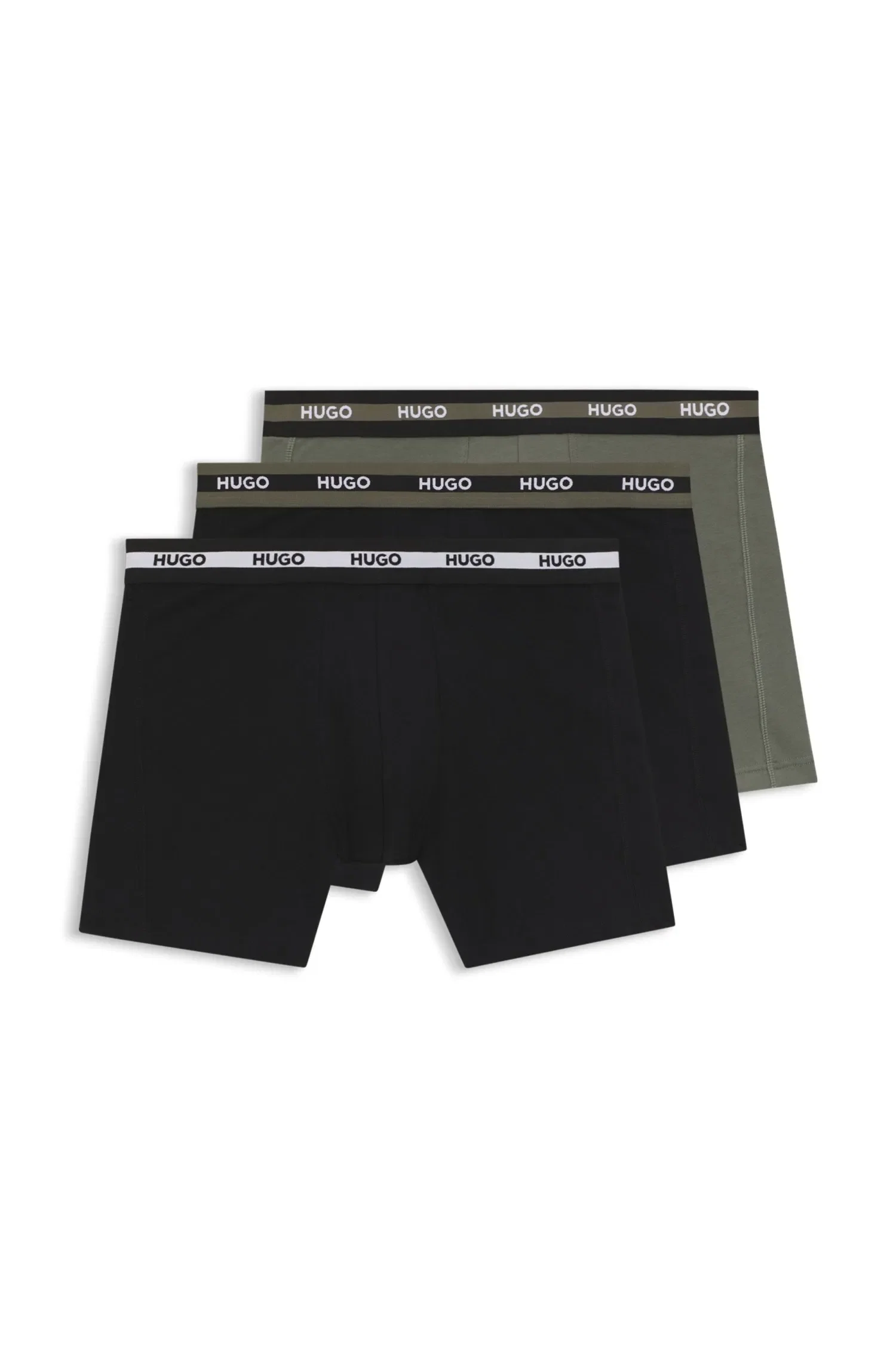 Kit Com Três Cuecas De Algodão Stretch Com Logo