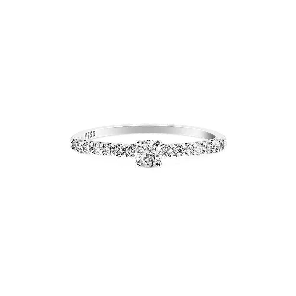 Anel Solitário Classic em Ouro Branco 18k com 0,35ct de Diamante