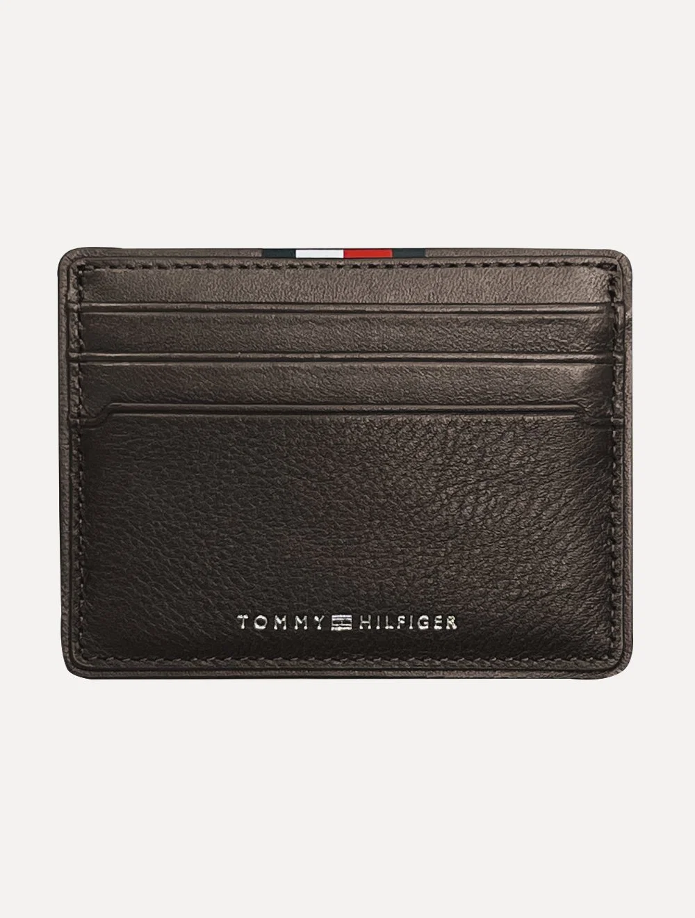Carteira Tommy Hilfiger Masculina Porta Cartão Couro Corporate CC Holder Marrom