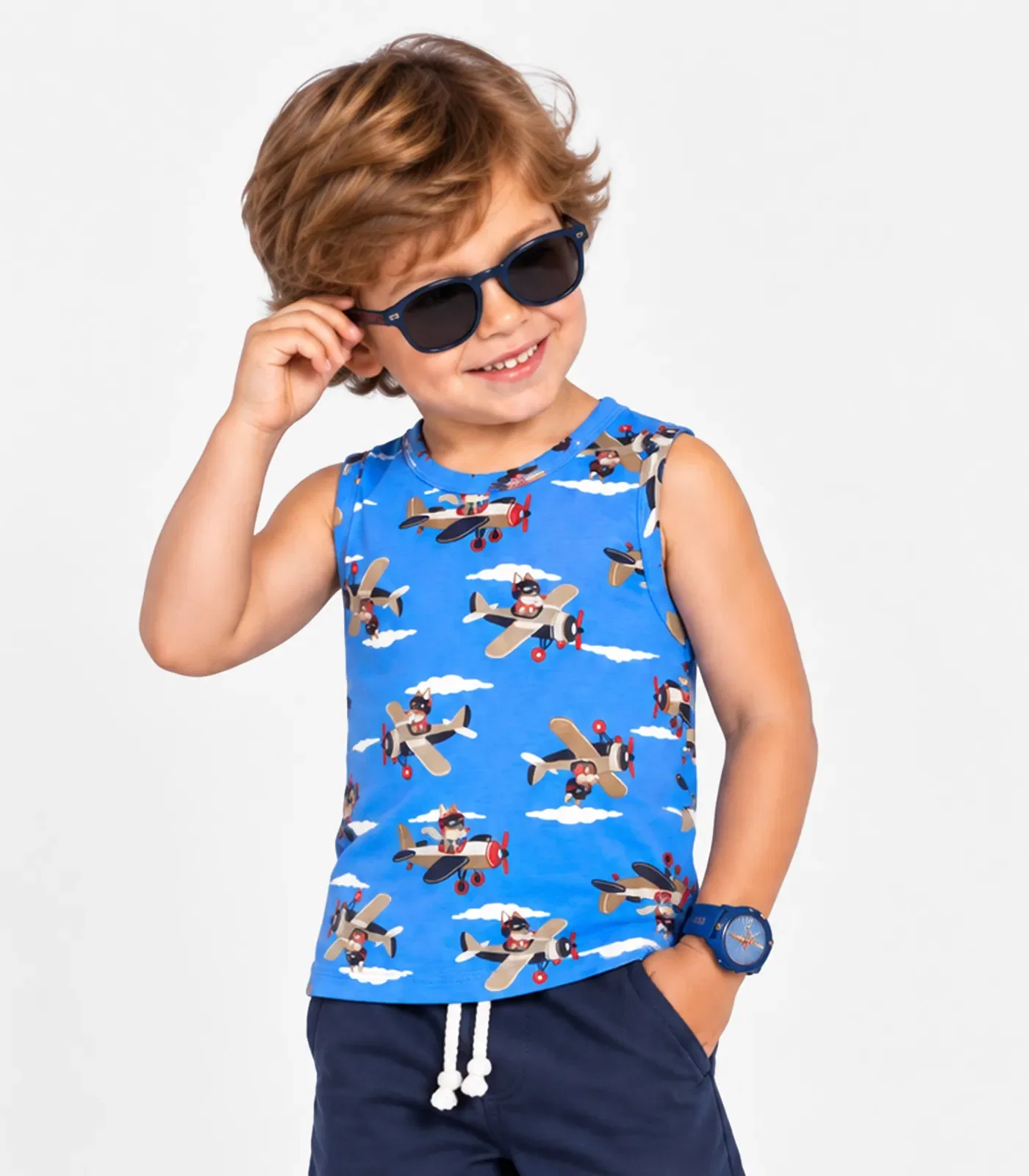 Regata Masculina Infantil Estampada Select Azul — imagem 1
