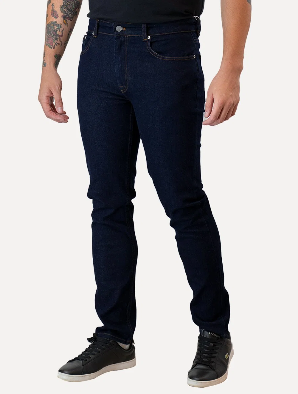 Calça Lacoste Masculina Jeans Slim Fit 5 Pockets Azul Marinho