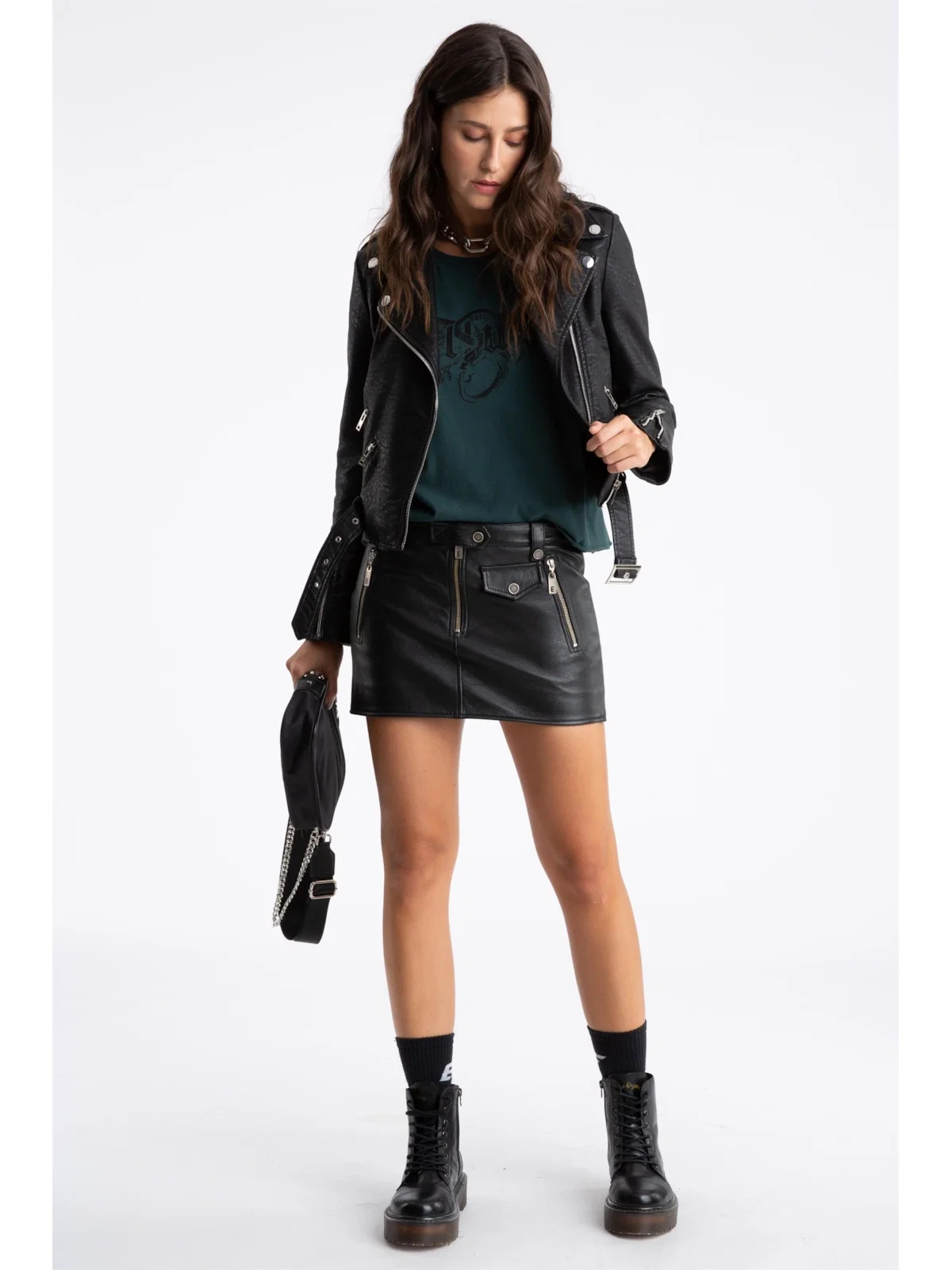 Saia Natural Leather Skirt Preto — imagem 1
