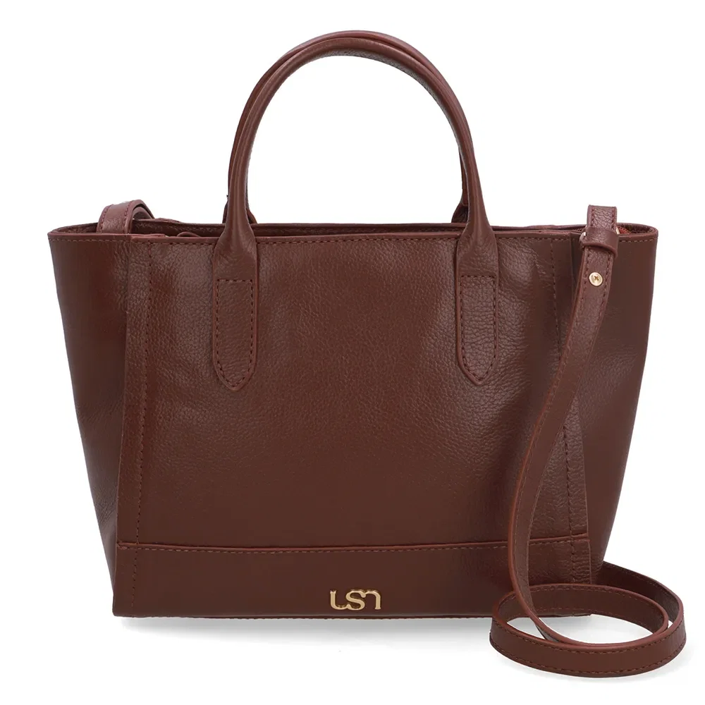 Bolsa Tote Couro Vermelha Alça Mão — imagem 1