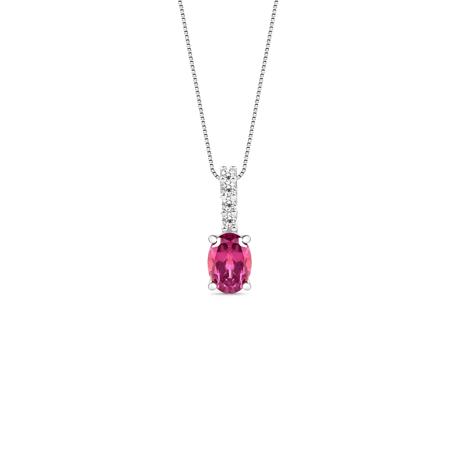 Pingente Grace em Prata 925 com Turmalina Rosa e Safiras Incolores — imagem 1