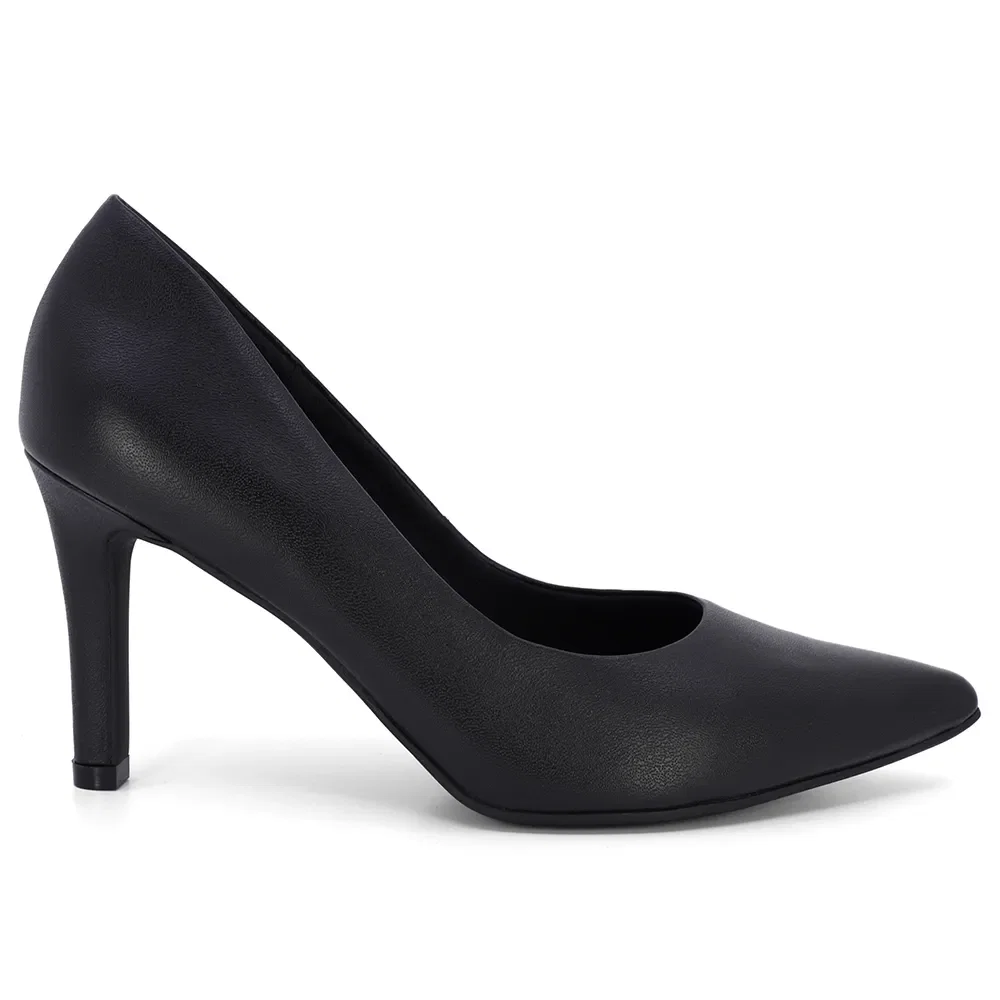 Scarpin Salto Alto Couro Preto Bico Fino — imagem 1