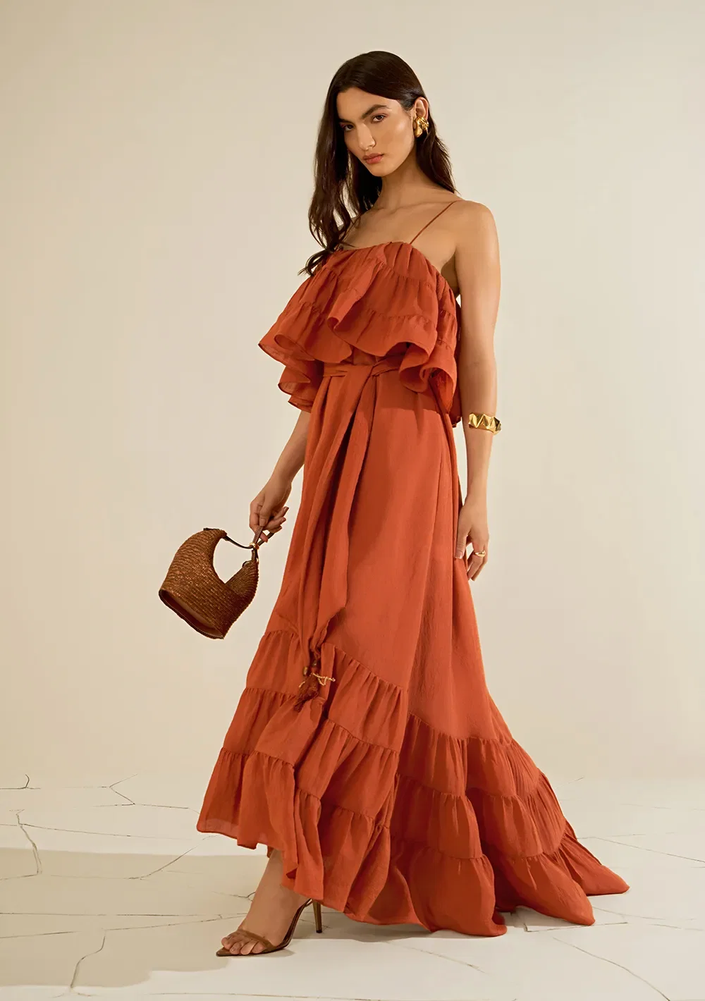 Vestido Solto Jaspe Marrom